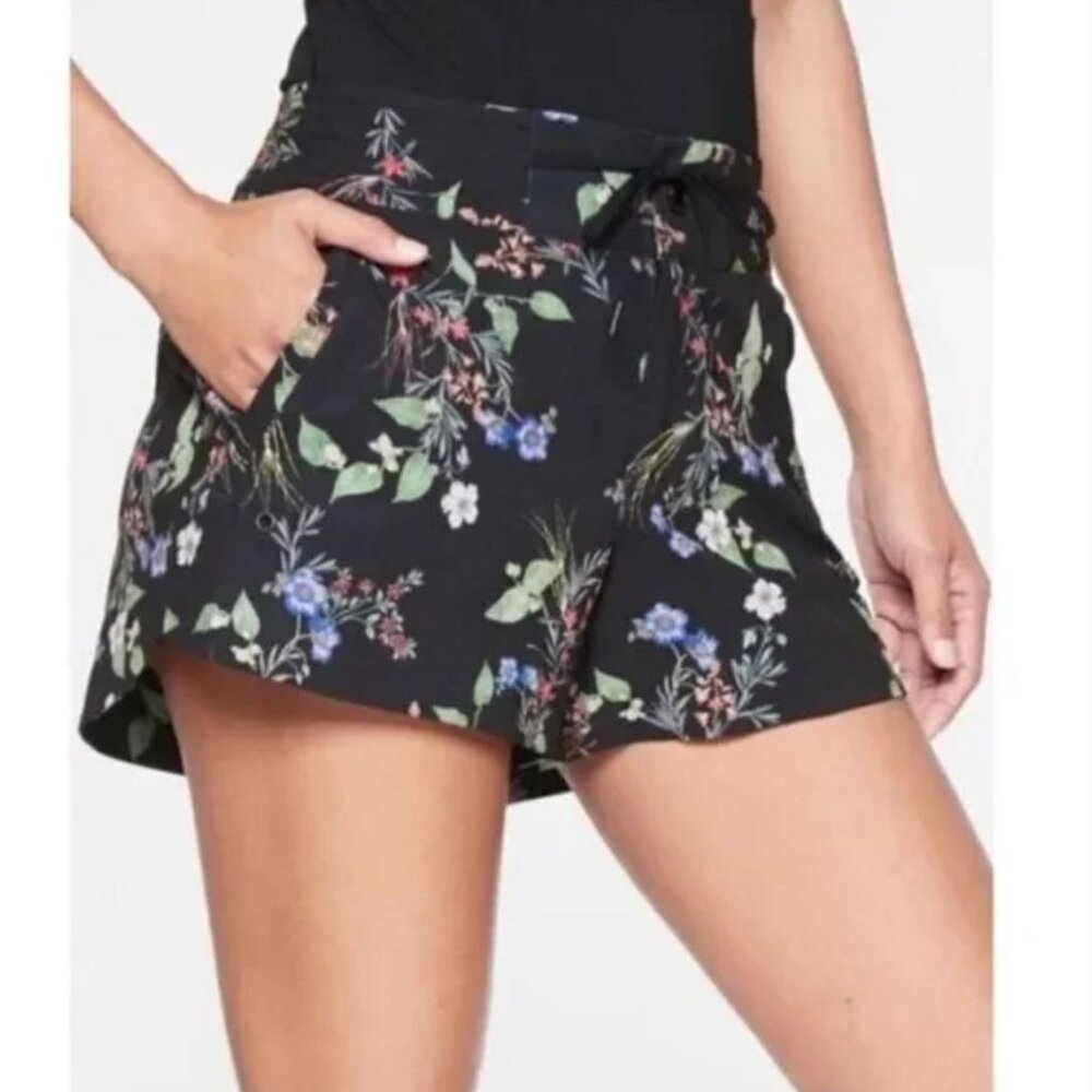 Athleta | Tropical Print Hudson Board Shorts Swim Black Floral | Size 0